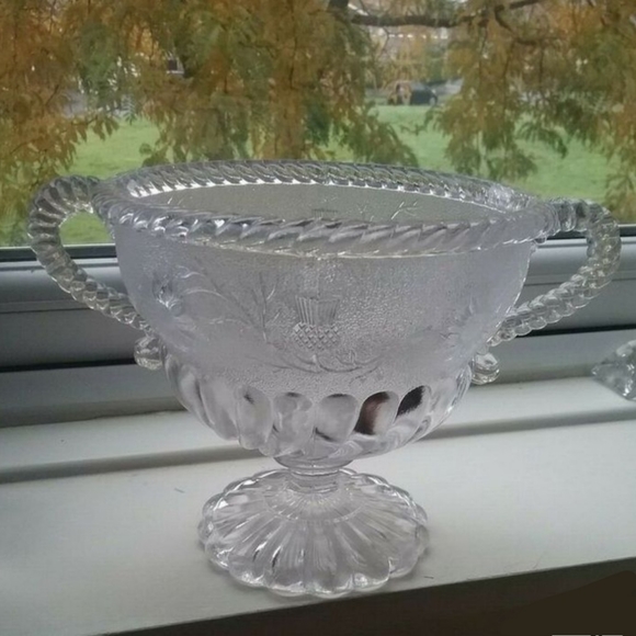 EDWARD MOORE 1887 2 HANDLED SUGAR/TAZZA FROSTED WITH THISTLES & DAISIES - Picture 10 of 10